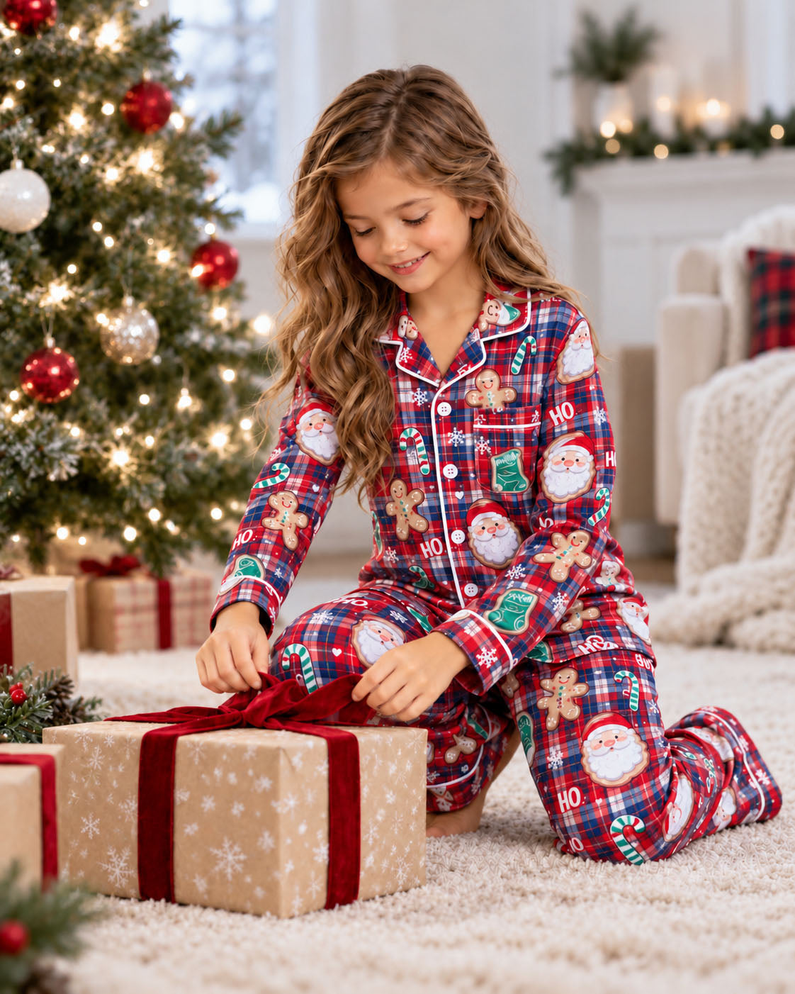 Checks Santa's Merry Plaid  Pajama Sets
