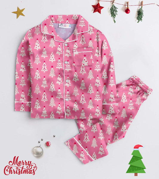 Christmas Cute Tree Pure Cotton Christmas Printed Nightsuit Set