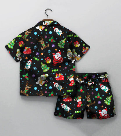 Christmas Theme Printed Boys Co ord Set