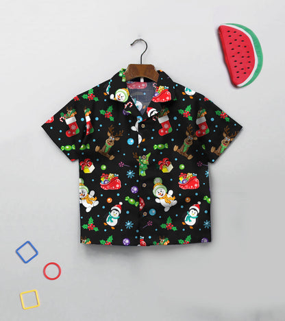 Christmas Theme Printed Boys Co ord Set