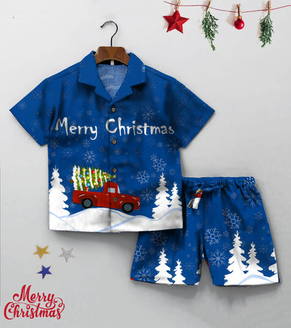 Christmas Tree on Car Printed Boys Co ord Set