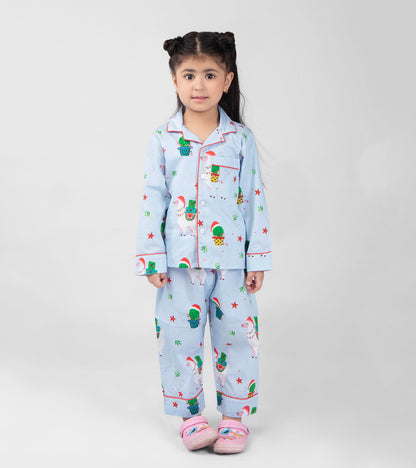 Christmas with Lama Printed Nightsuit Set