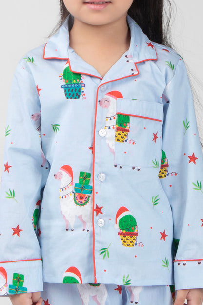Christmas with Lama Printed Nightsuit Set