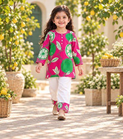 Citrus Pop Girls Pyjama Kurta Set