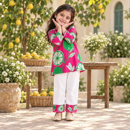 Citrus Pop Girls Pyjama Kurta Set