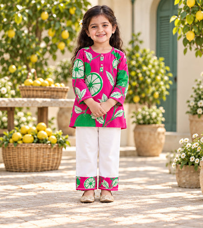 Citrus Pop Girls Pyjama Kurta Set