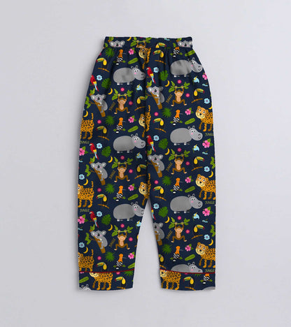 Cute Jungle Animal Printed Nightsuit Set