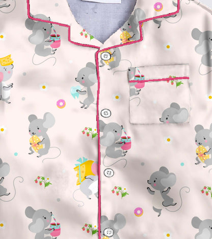 Cute Printed Girls Pure Cotton Nightsuit Set