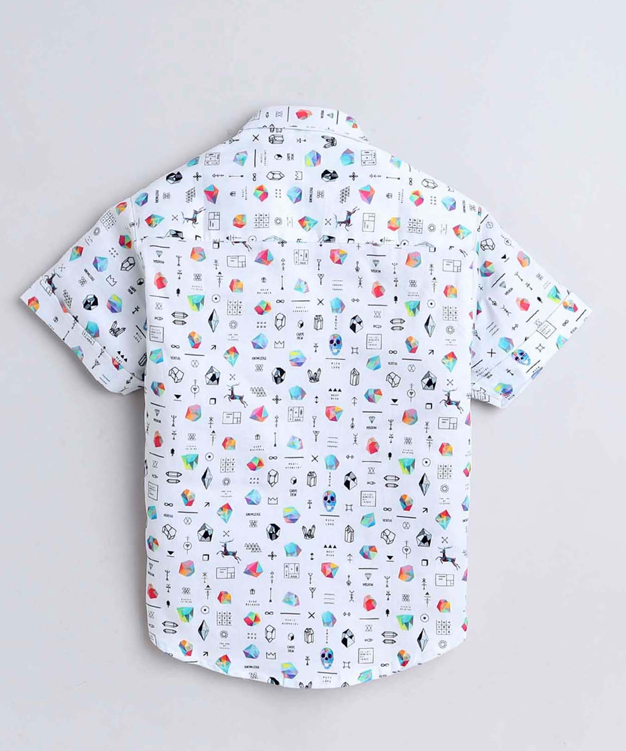 Diamond Print Pure Cotton Half Sleeve Shirt For Boys