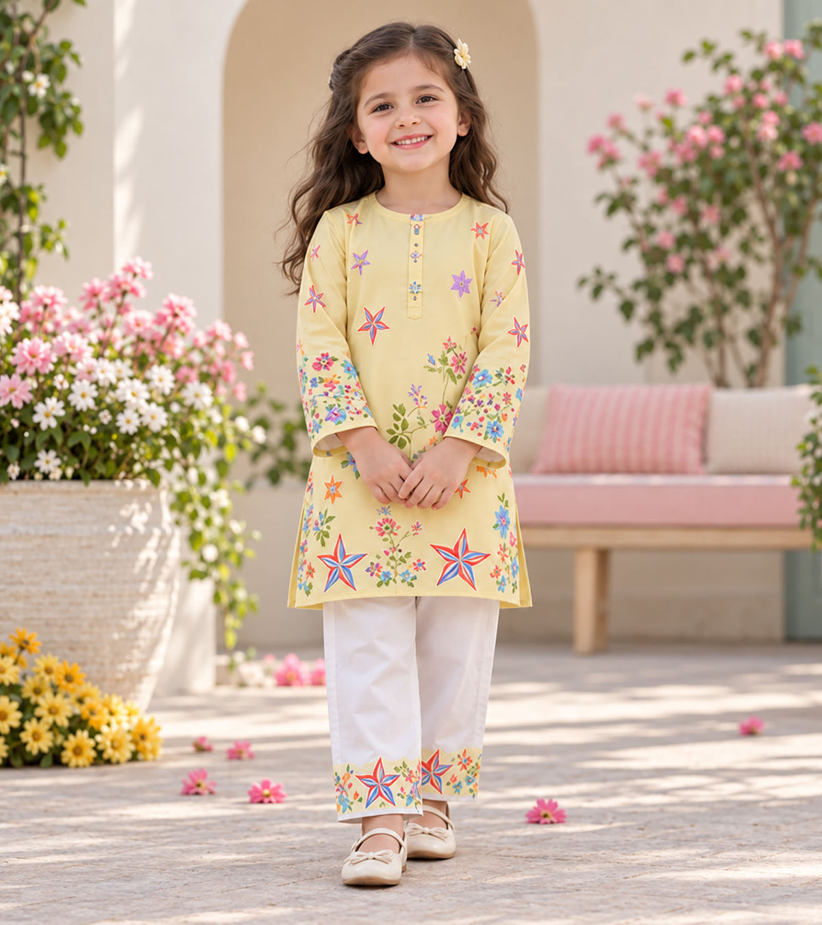 Daisy Glow Girls Pyjama Kurta Set