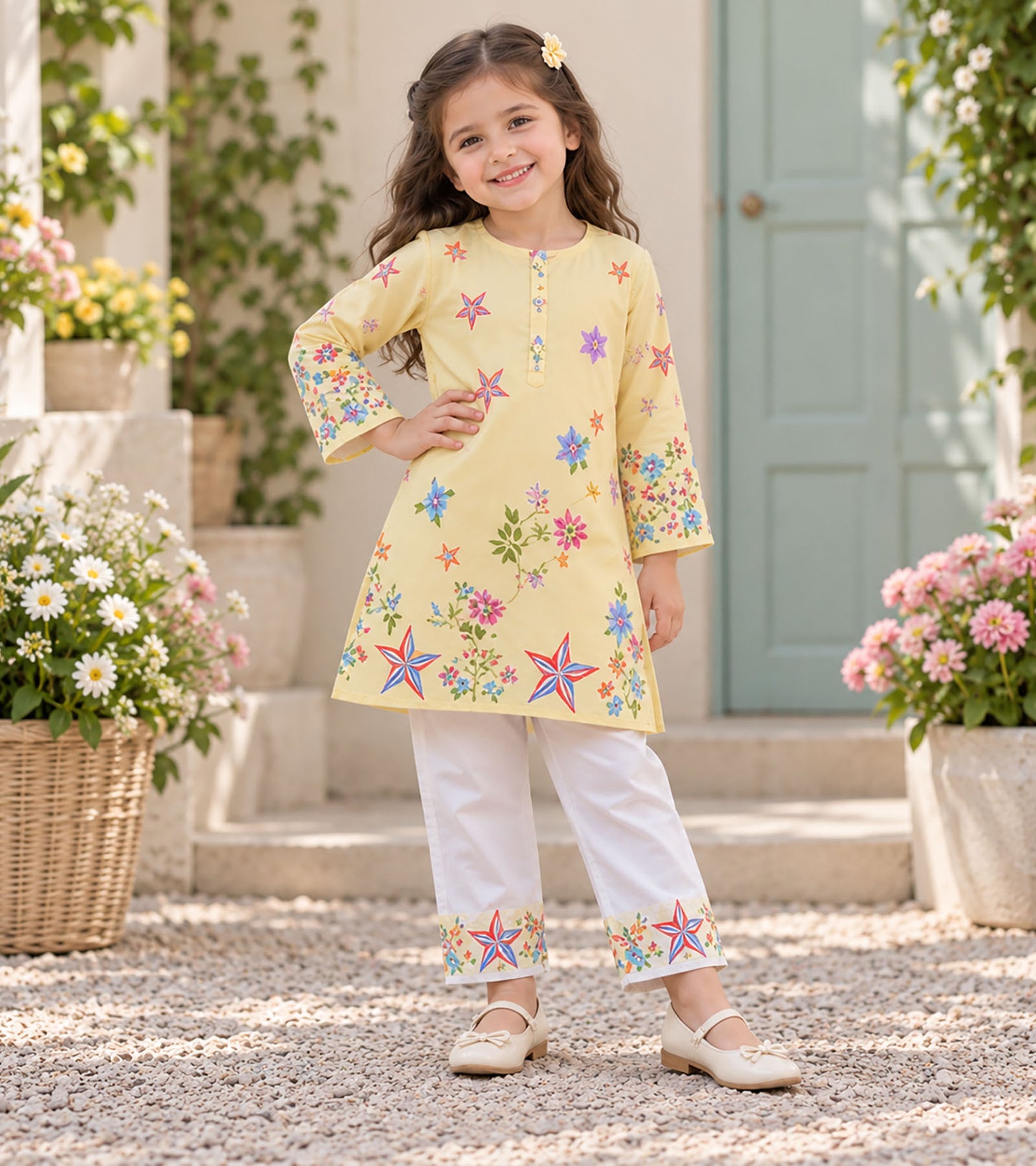 Daisy Glow Girls Pyjama Kurta Set
