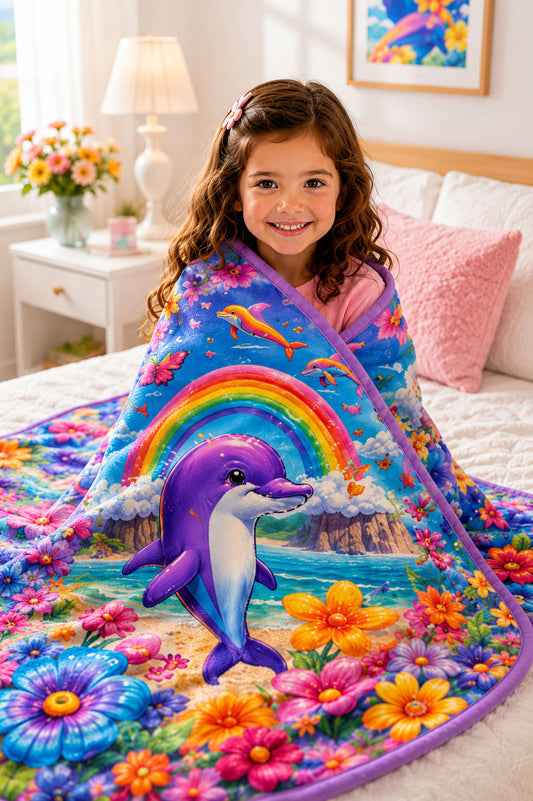 Dolphin Garden Dream Girls Blanket Pure Cotton