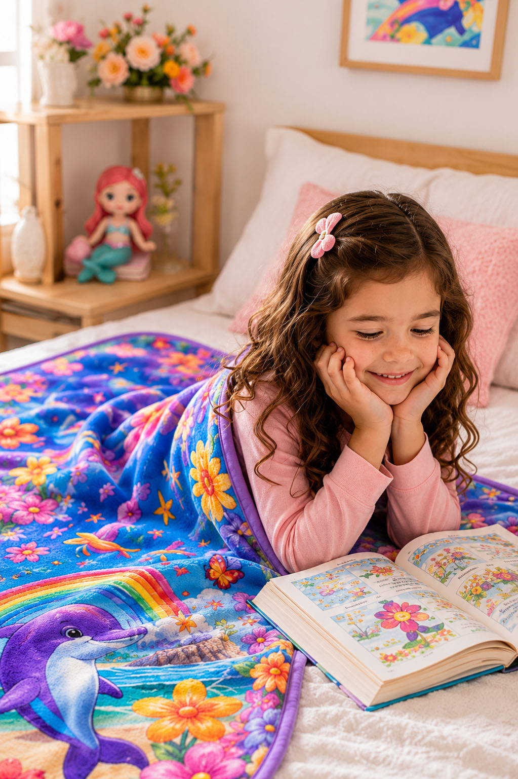 Dolphin Garden Dream Girls Blanket Pure Cotton