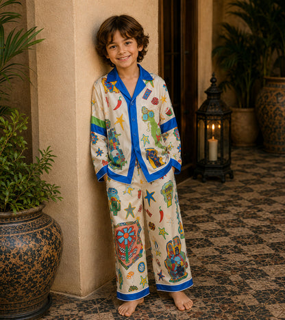 Doodle Adventure Luxe Pure Cotton Printed Nightsuit Set