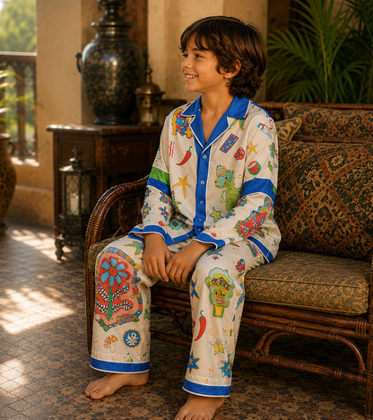 Doodle Adventure Luxe Pure Cotton Printed Nightsuit Set