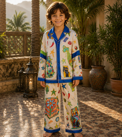 Doodle Adventure Luxe Pure Cotton Printed Nightsuit Set