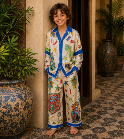 Doodle Adventure Luxe Pure Cotton Printed Nightsuit Set
