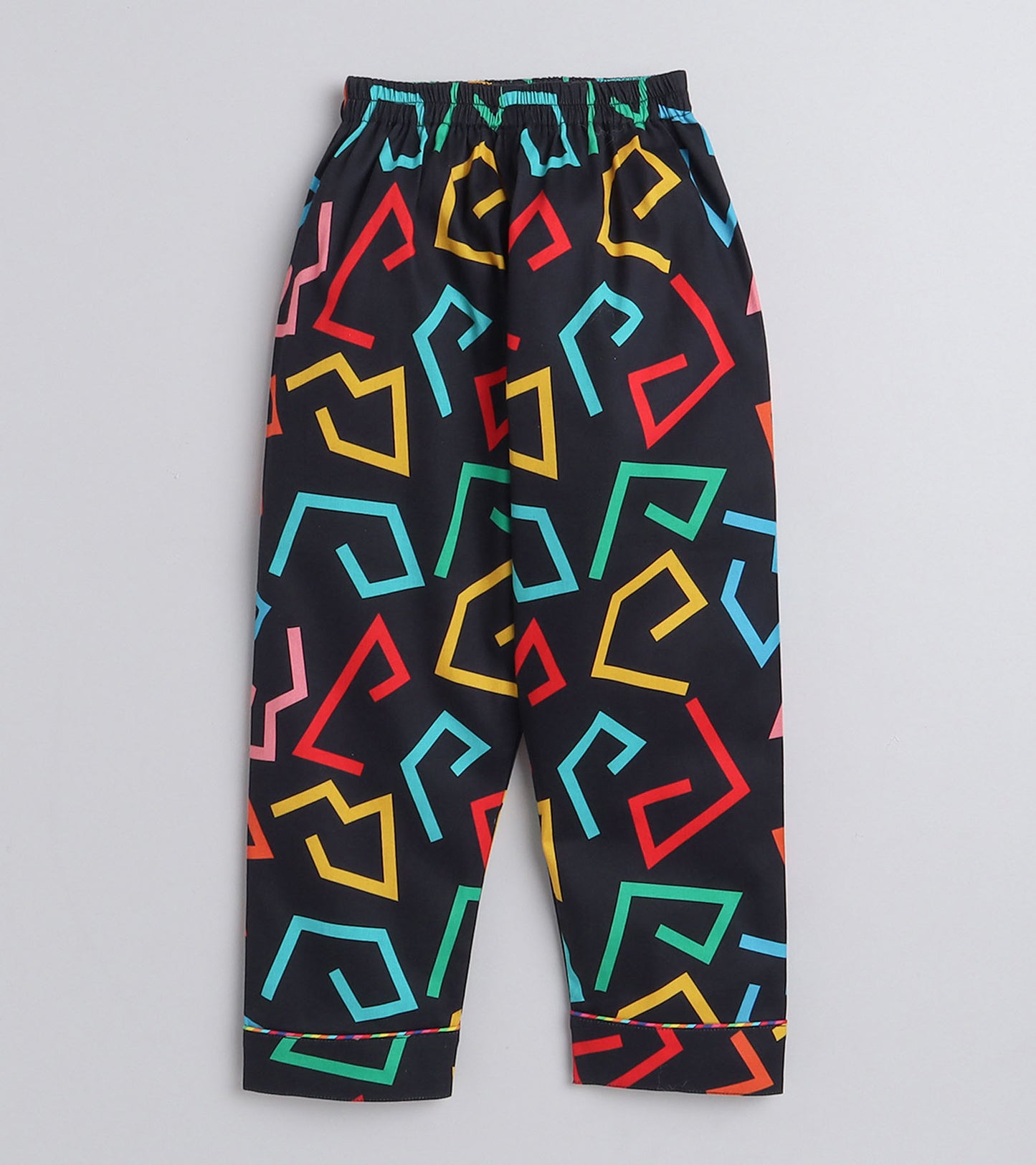 Electric Black Zig-Zag printed Nightsuit Set