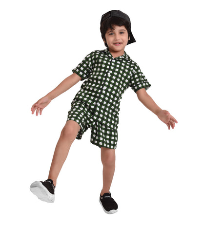 Emerald Checks Printed Boys Cord Set