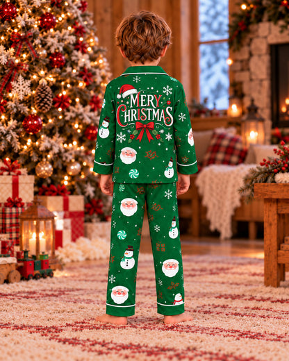 Festive Green Santa Christmas Pajama Sets