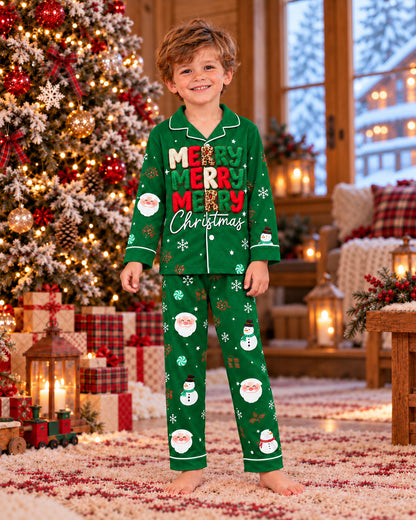 Festive Green Santa Christmas Pajama Sets