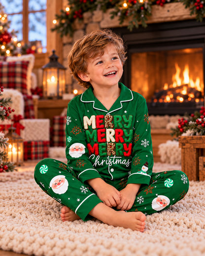 Festive Green Santa Christmas Pajama Sets