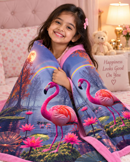 Flamingo Moon Garden Pure Cotton Blanket