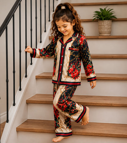 Flora Belle Printed Girls Pure Cotton Nightsuit Set