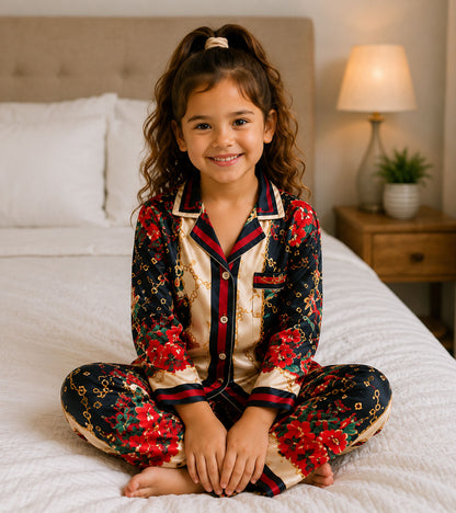Flora Belle Printed Girls Pure Cotton Nightsuit Set