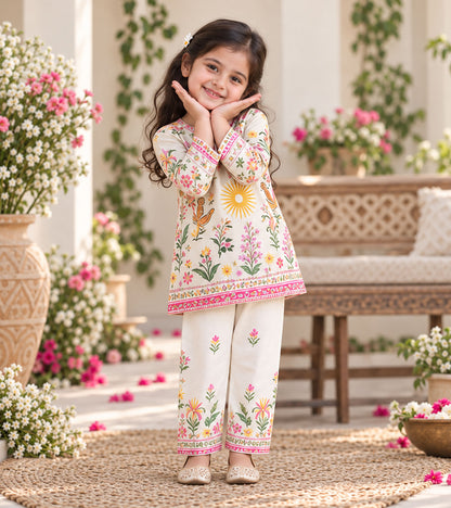 Floral Fiesta Girls Pyjama Kurta Set