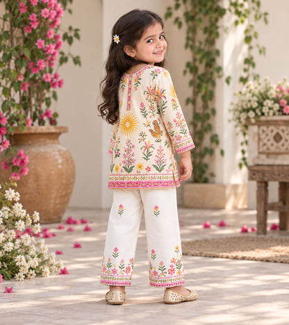 Floral Fiesta Girls Pyjama Kurta Set