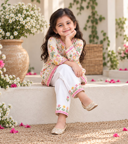 Floral Fiesta Girls Pyjama Kurta Set