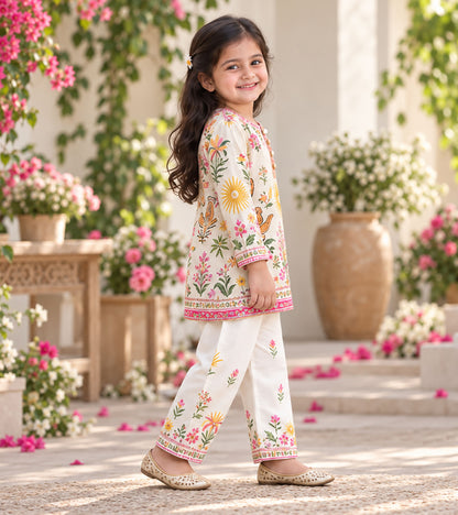 Floral Fiesta Girls Pyjama Kurta Set