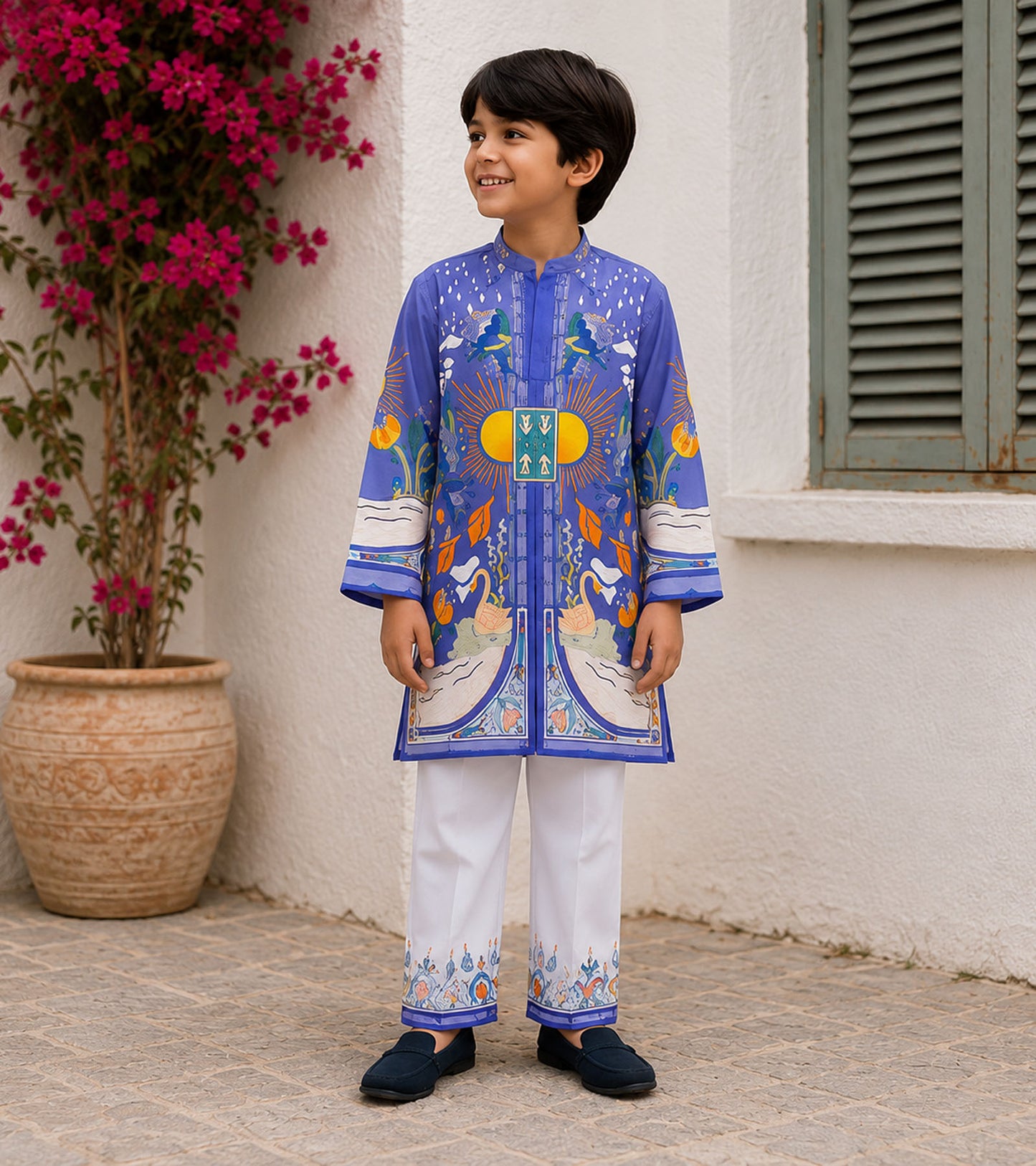 Floral Paisley Festive Pure Cotton Kurta Set