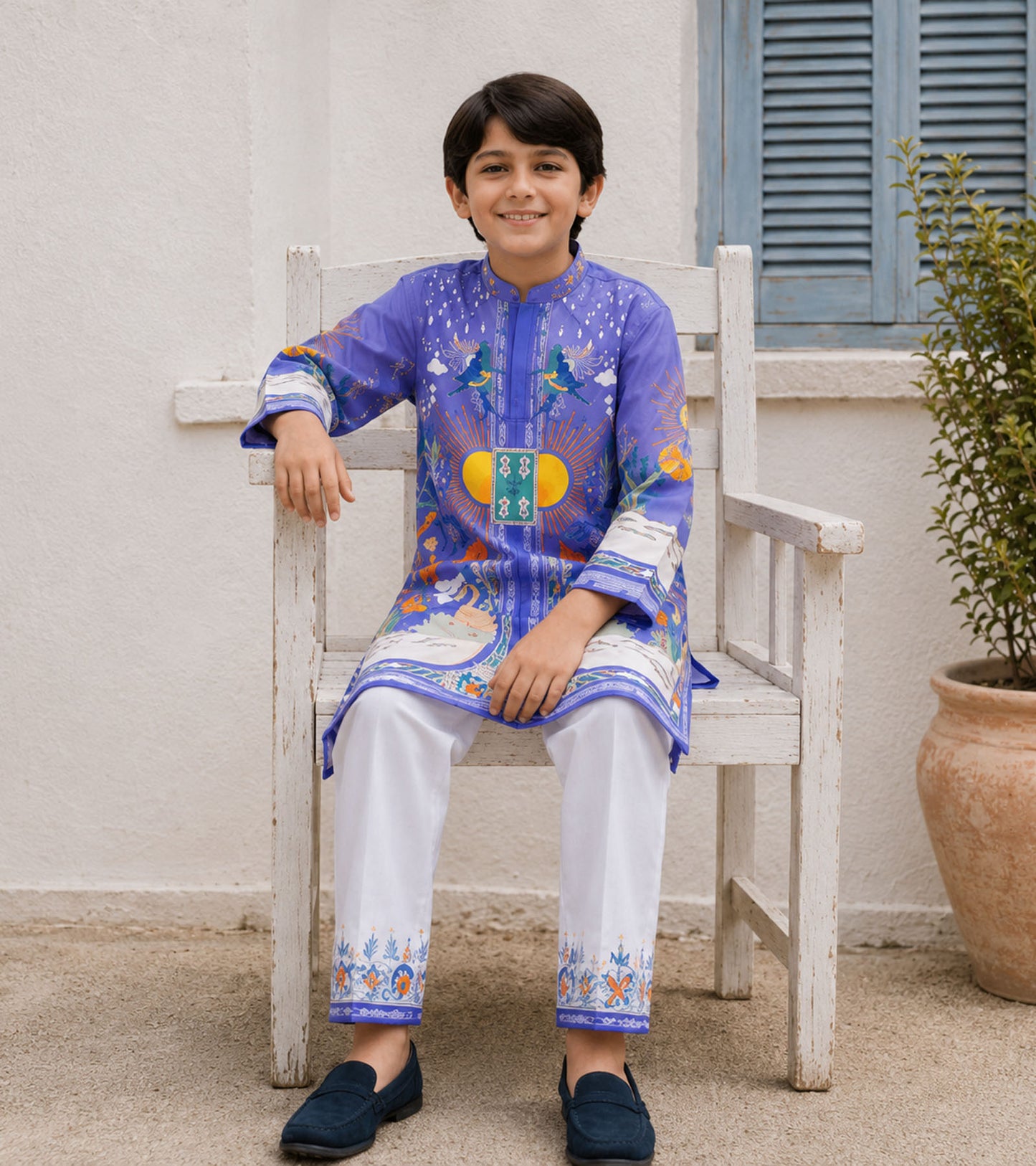 Floral Paisley Festive Pure Cotton Kurta Set