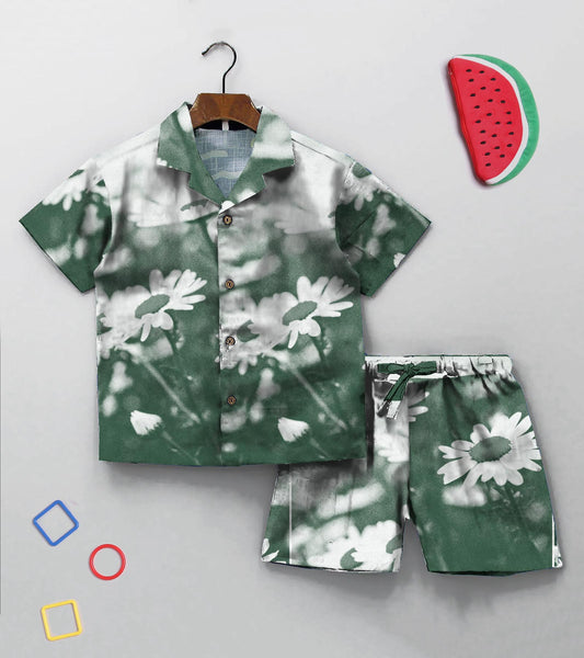 Floral Placement Printed Boys Co ord Set