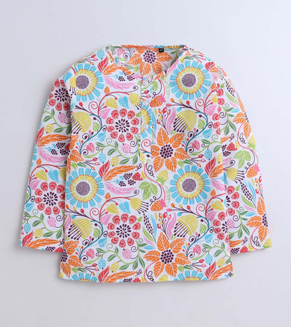 Floral Printed Pyjama Kurta Set