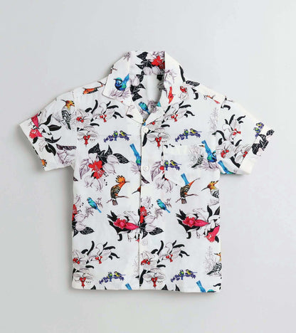 Flower and Bird Printed Boys Co ord Set