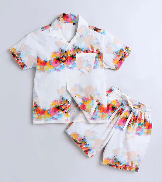 Flowers in line Printed Boys Co ord Set