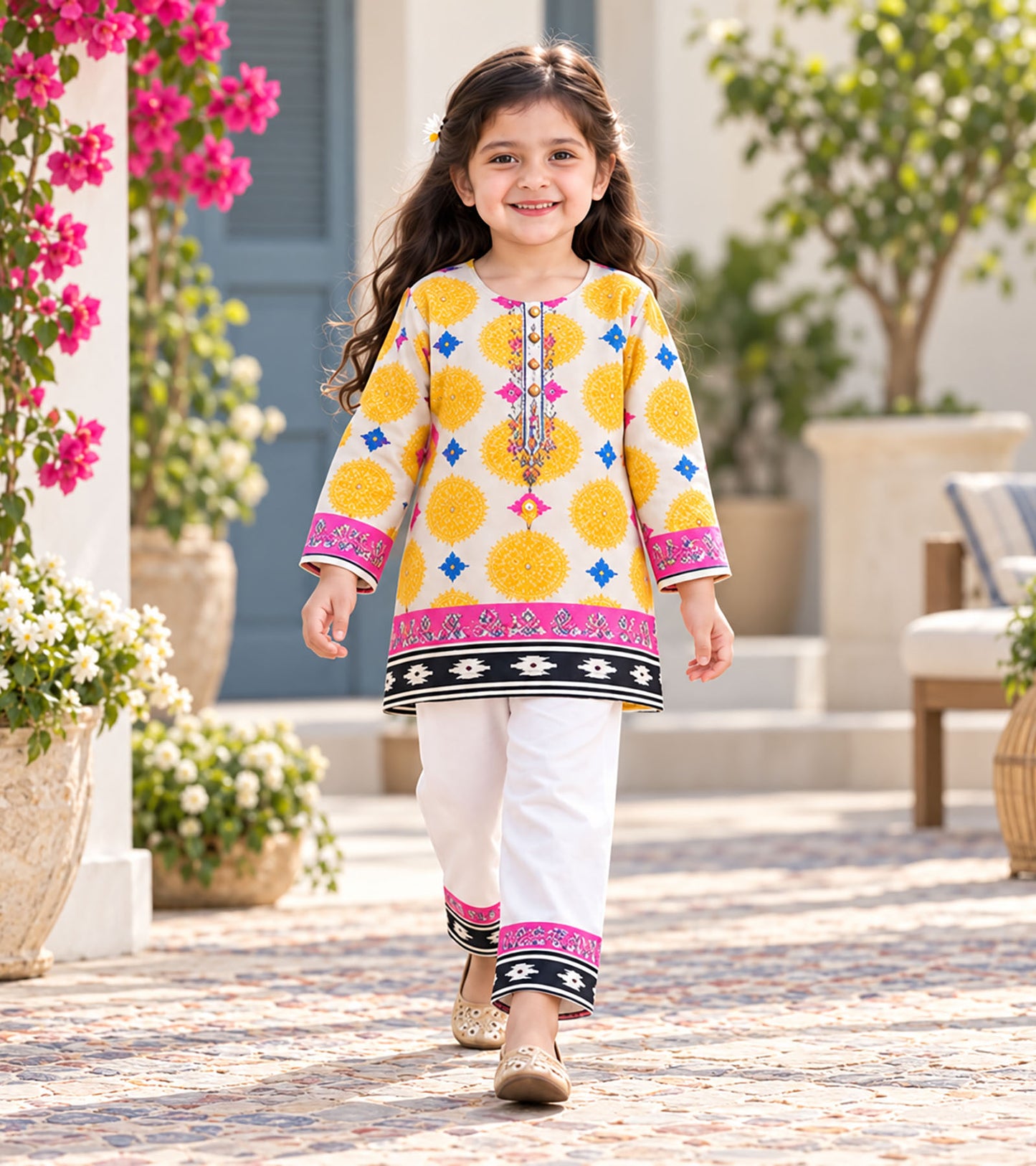 Folk Fiesta Girls Pyjama Kurta Set