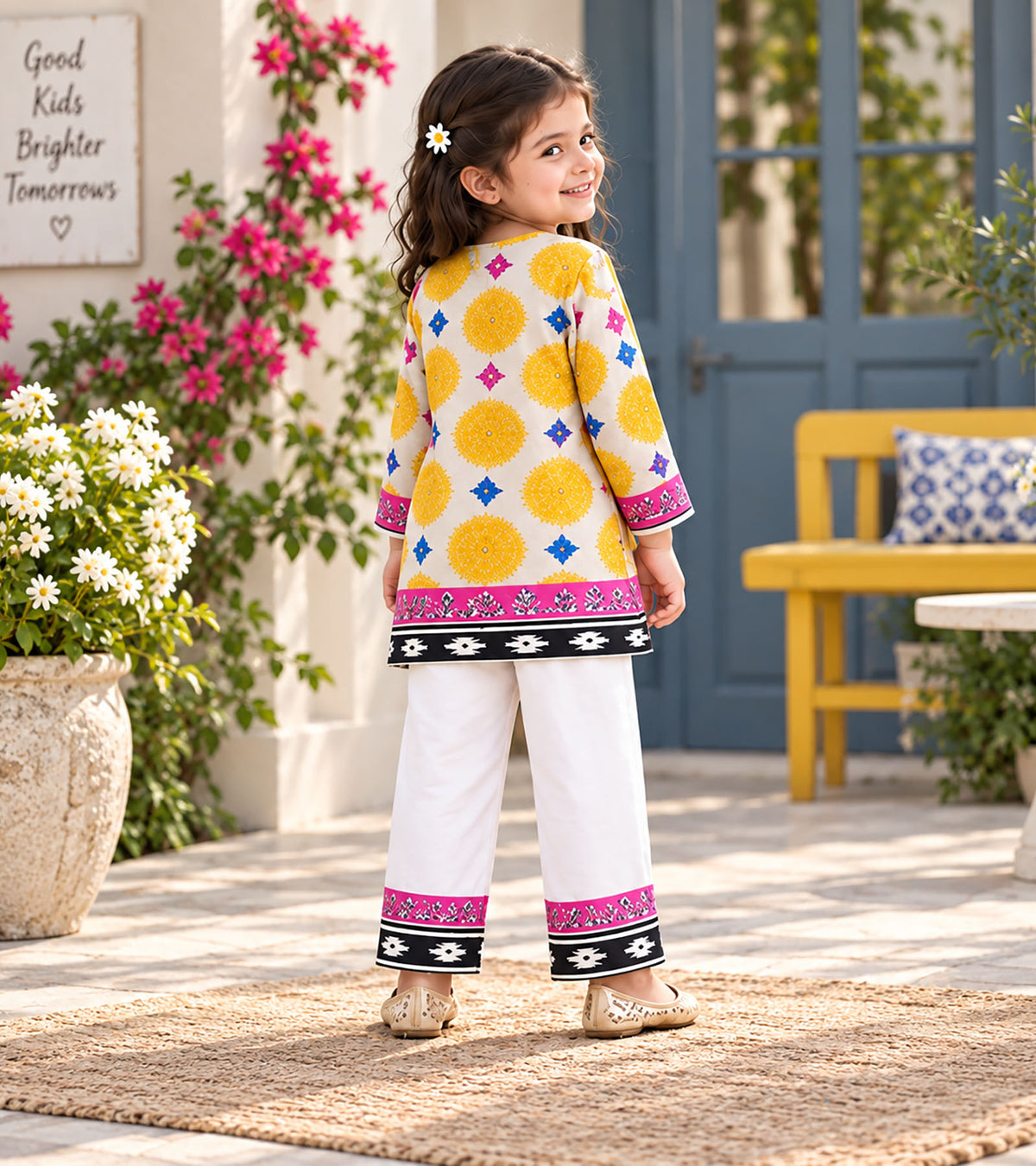 Folk Fiesta Girls Pyjama Kurta Set