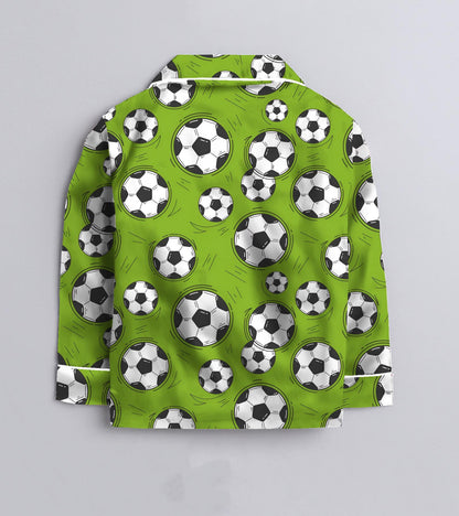 Football Pure Cotton Printed Nightsuit Set