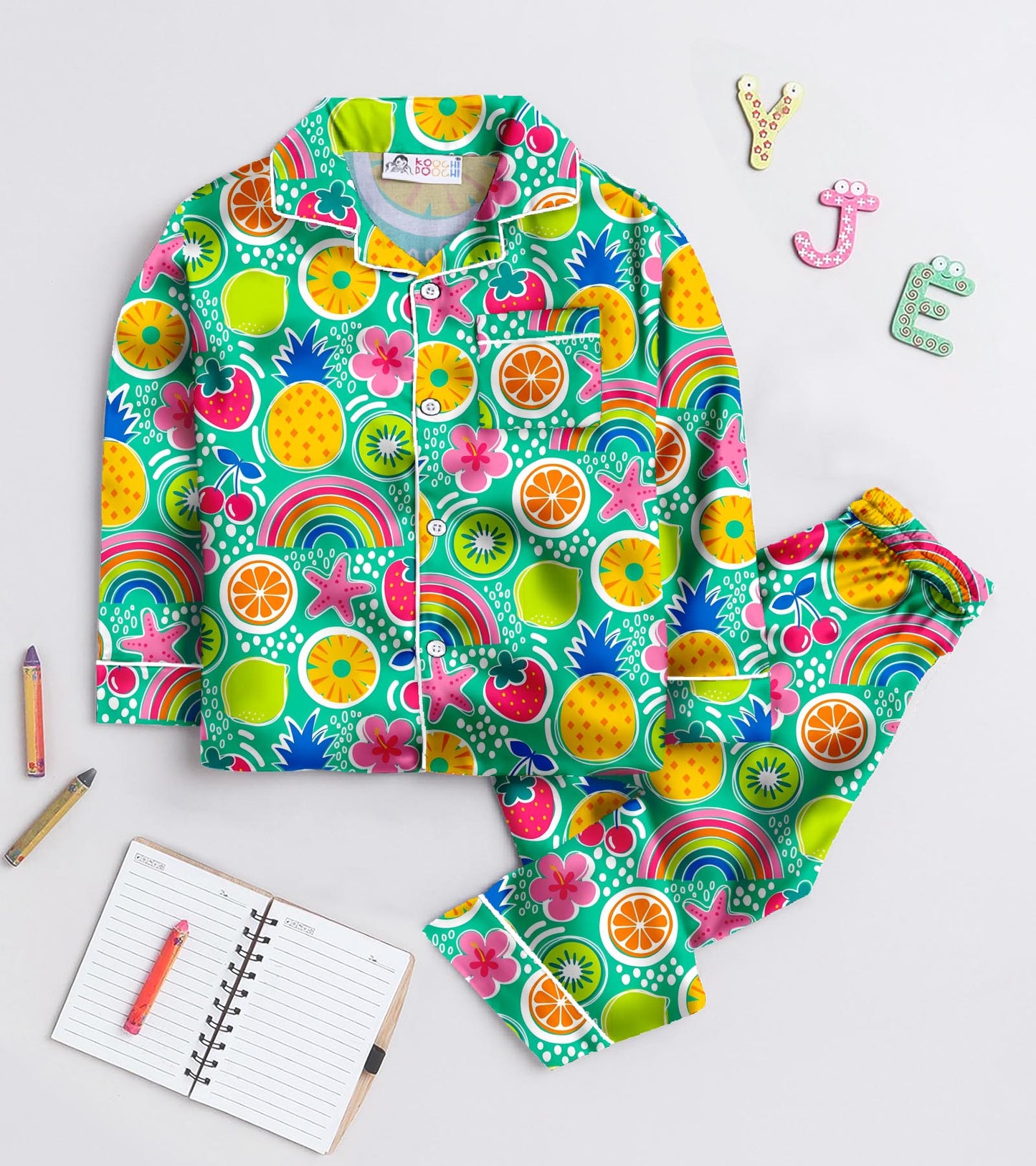 Fruit and Flower Pure Cotton Printed Nightsuit Set