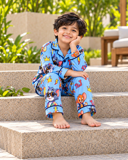 Funky Friends Pure Cotton Printed Boys Nightsuit Set