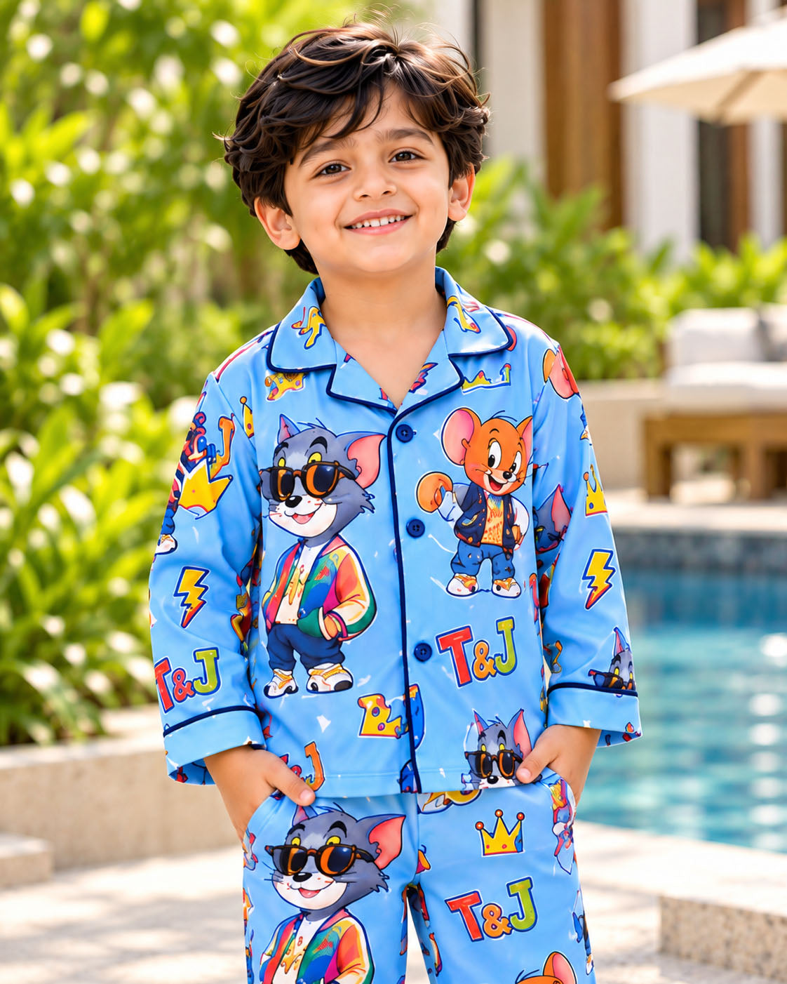 Funky Friends Pure Cotton Printed Boys Nightsuit Set