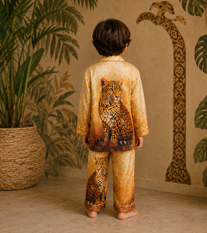 Golden Leopard Luxe Pure Cotton Printed Nightsuit Set