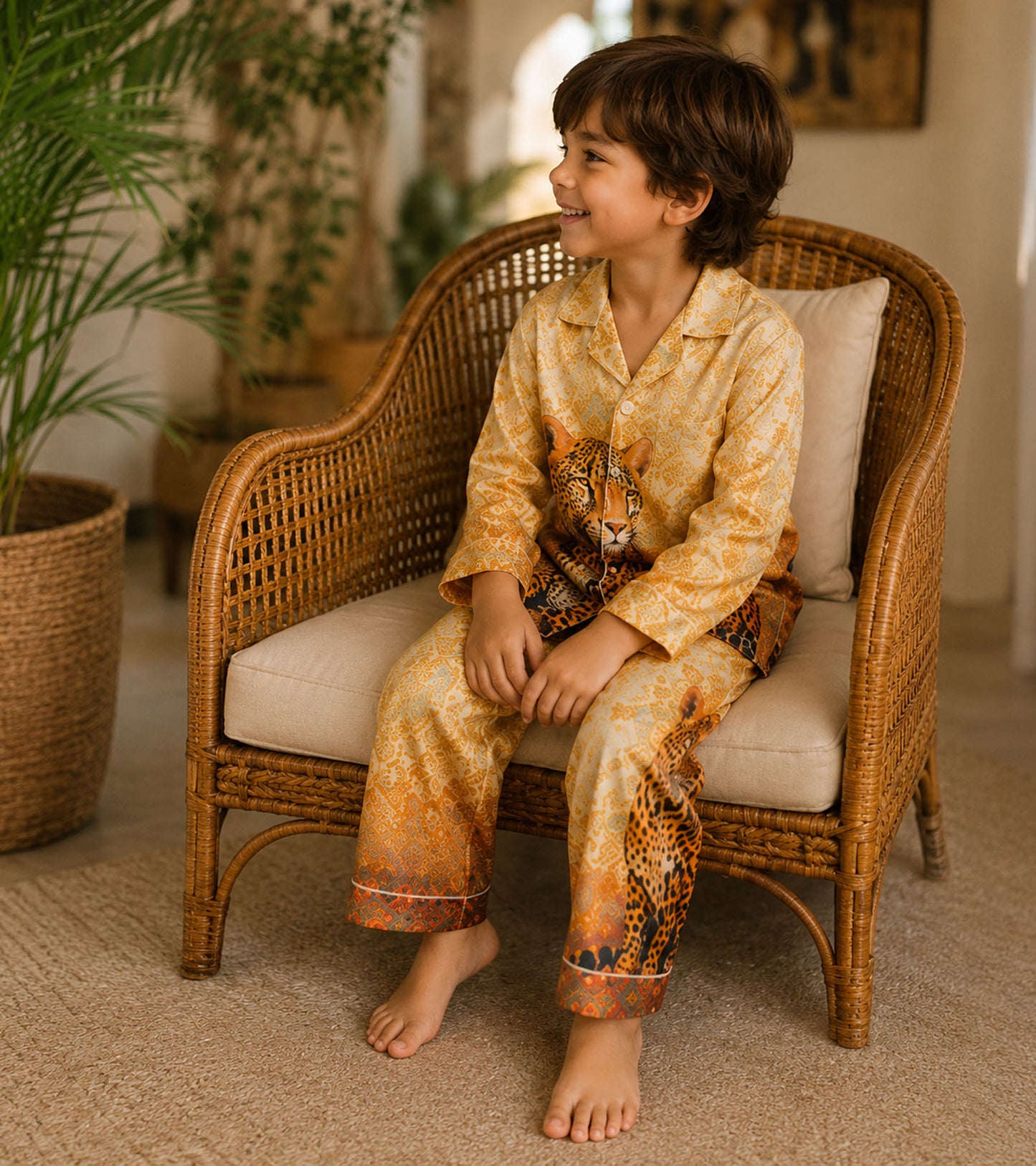 Golden Leopard Luxe Pure Cotton Printed Nightsuit Set