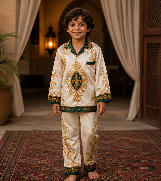 Golden Majesty Luxe Pure Cotton Printed Nightsuit Set