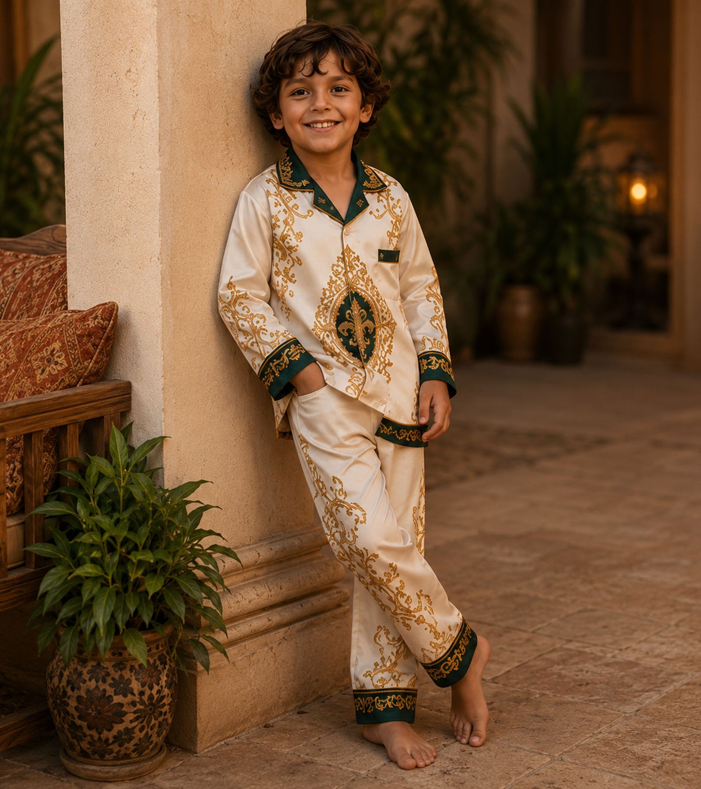 Golden Majesty Luxe Pure Cotton Printed Nightsuit Set
