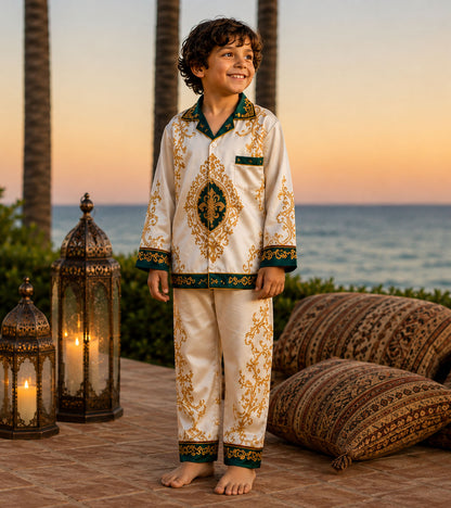 Golden Majesty Luxe Pure Cotton Printed Nightsuit Set